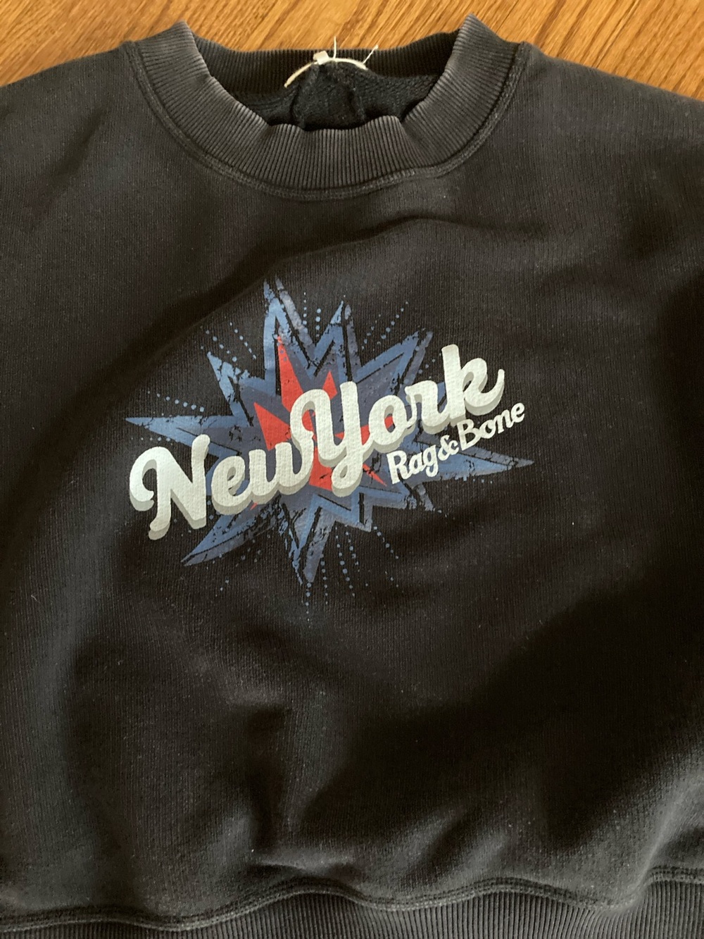 rag & bone Black Crewneck Sweatshirt with New York Graphic